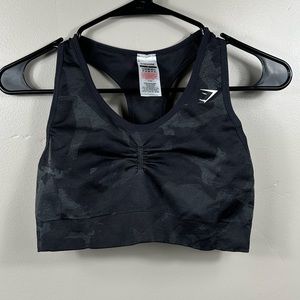 GYMSHARK ADAPT CAMO SEAMLESS RACER BACK SPORTS BRA SIZE MEDIUM - BLACK